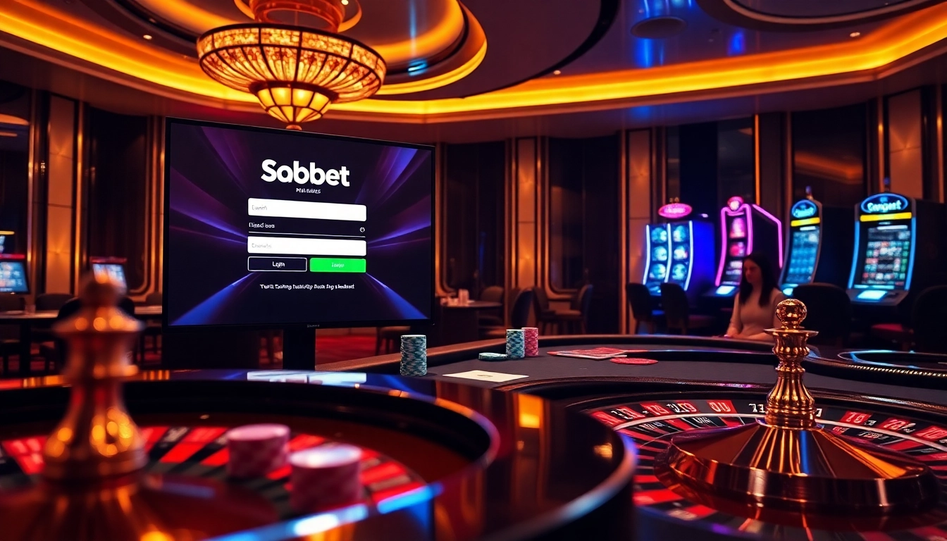Engage with sbobet login on a luxurious casino interface, showcasing excitement in online betting.