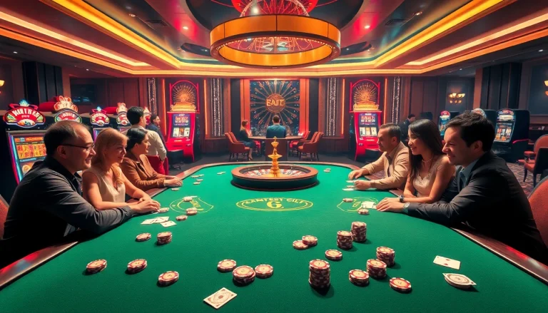 Players enjoying a poker game at a luxurious casino scene, representing the excitement of xx88tv.com.