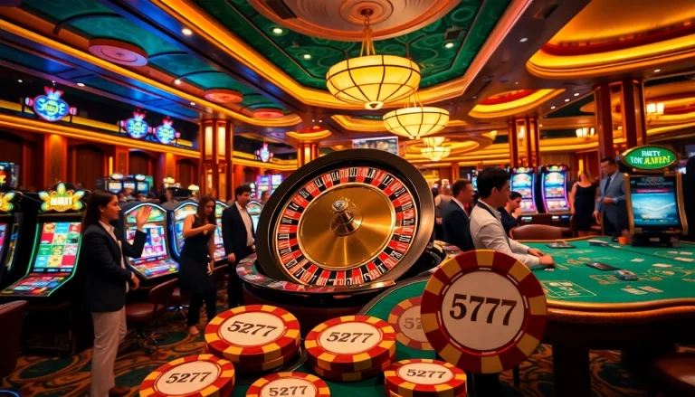 Experience thrilling gameplay at the vibrant 5z777 casino with roulette and slot machines.