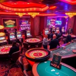 Players enjoying the thrill of casino gaming with 22JL branding evident on tables and machines.